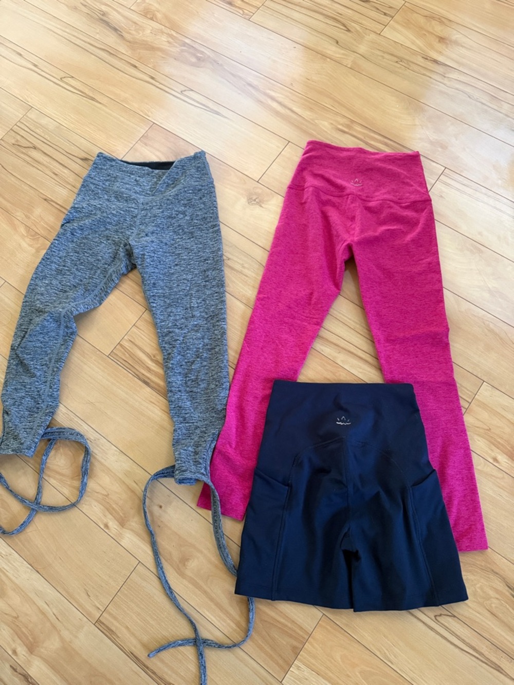 Beyond Yoga Leggings & Skort Set - Gray, Pink & Black